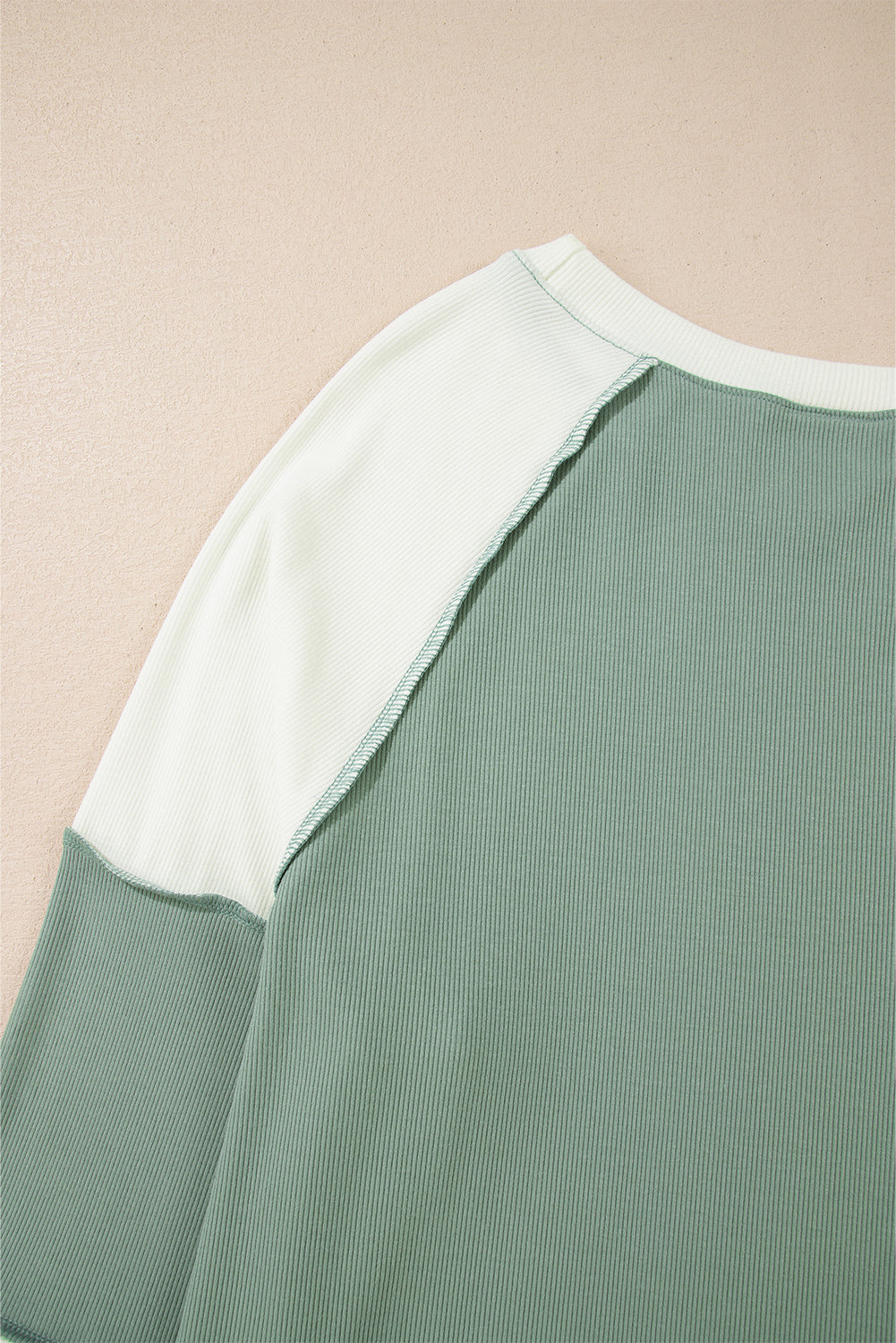 Mint Green Colorblock Raglan Long Sleeve Top