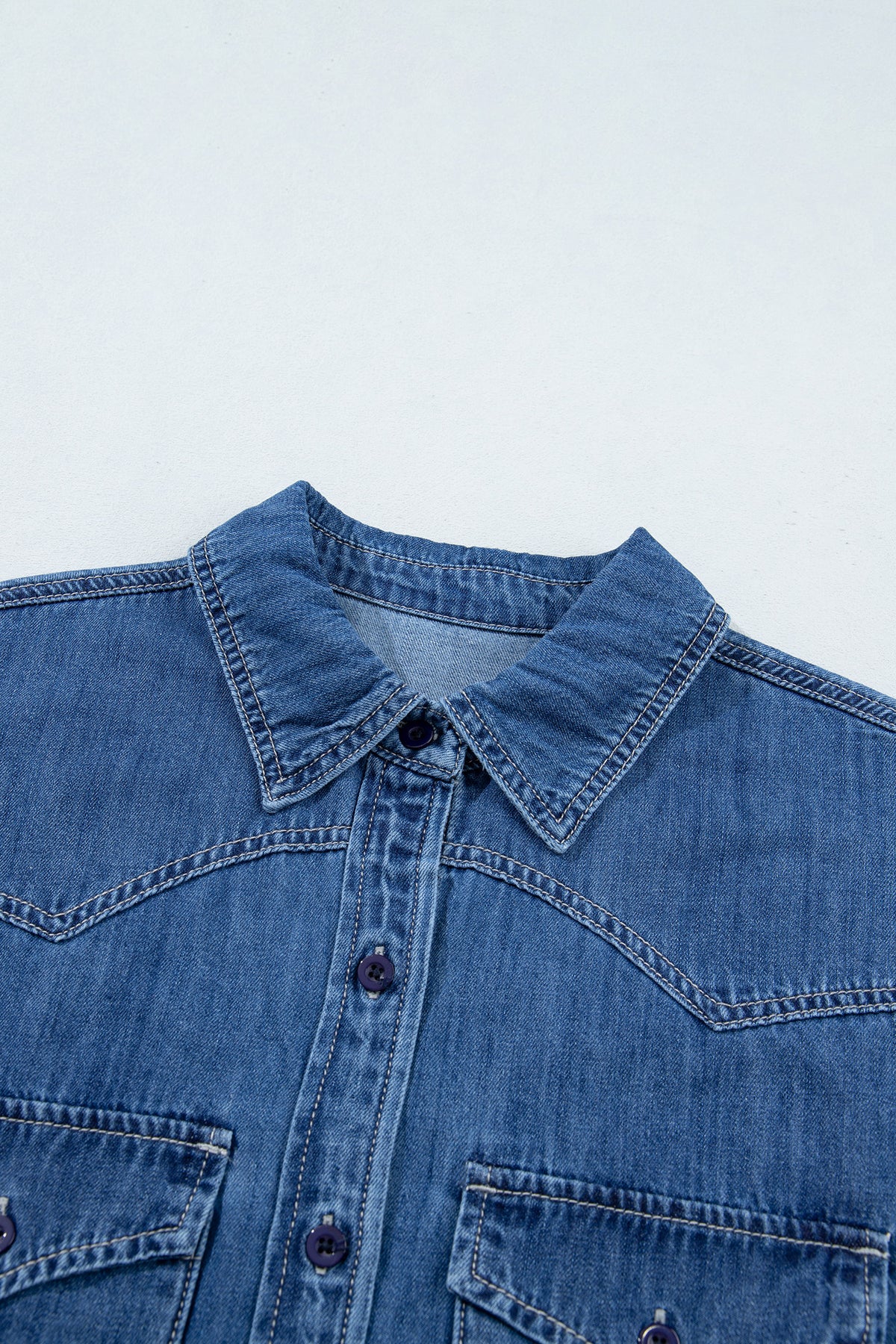 Sail blue tunic denim shirt, view 19
