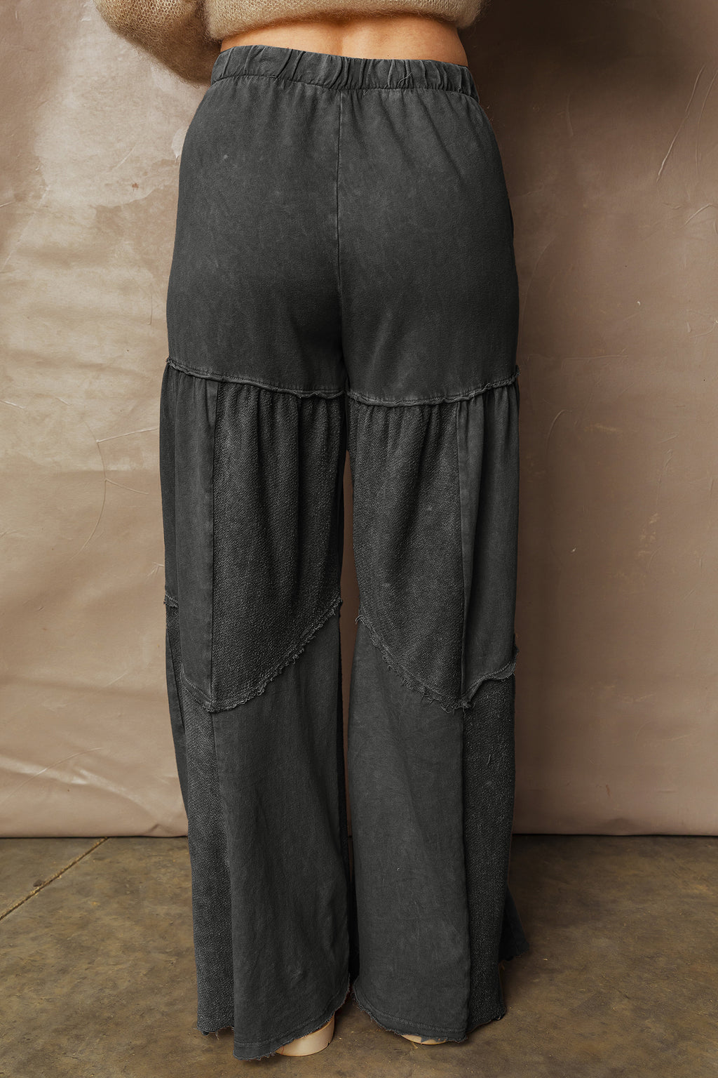 Black tiered wide leg pants, alternate view