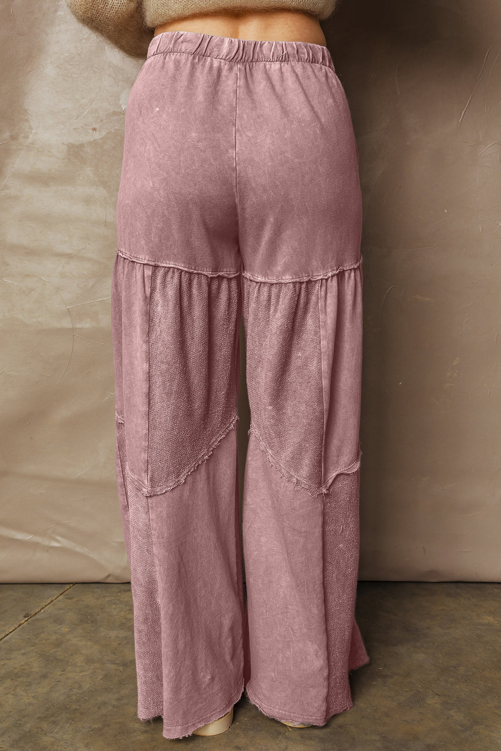 Black tiered wide leg pants, view 13