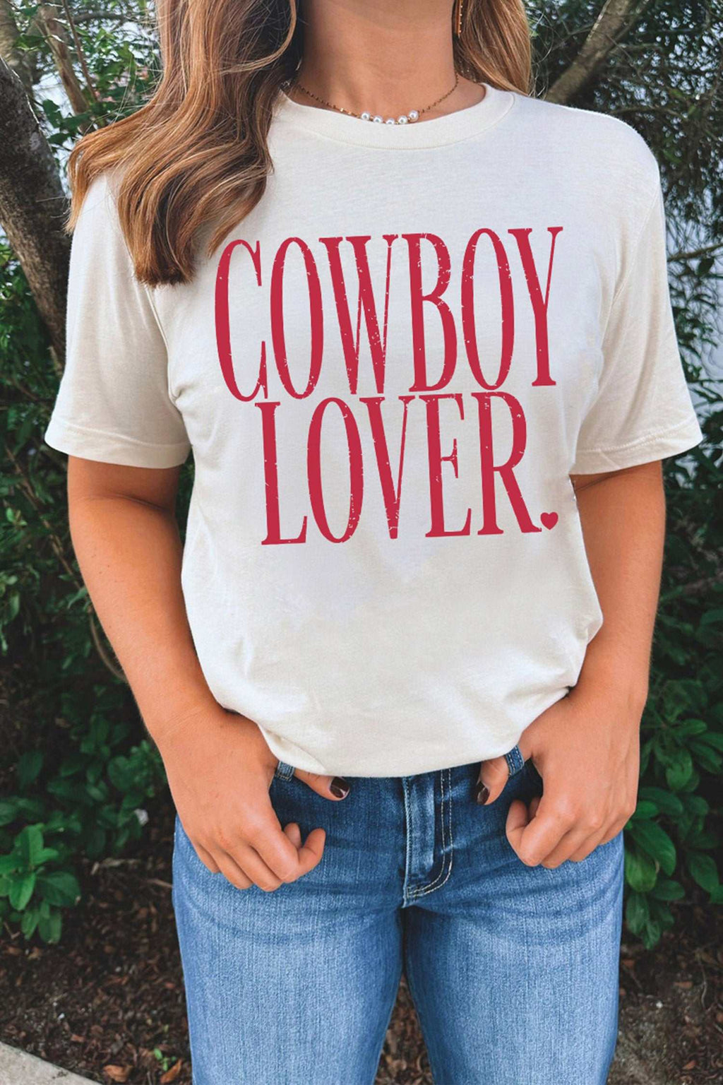 White Cowboy Lover graphic tee, view 4