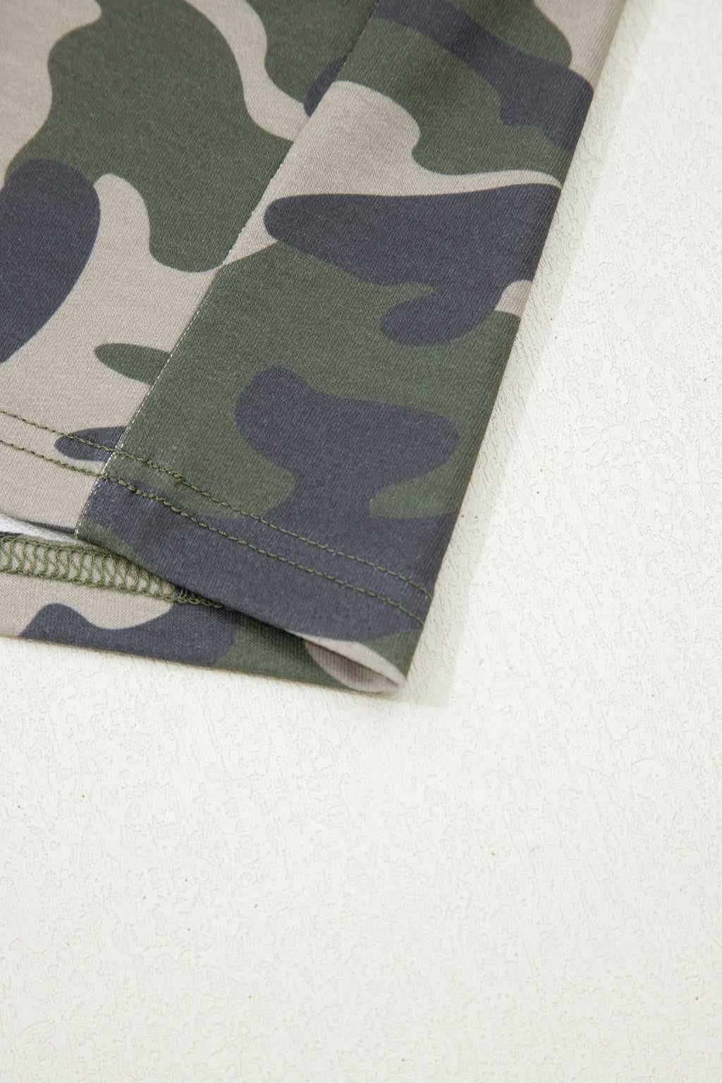Green camo plus size shorts, view 4