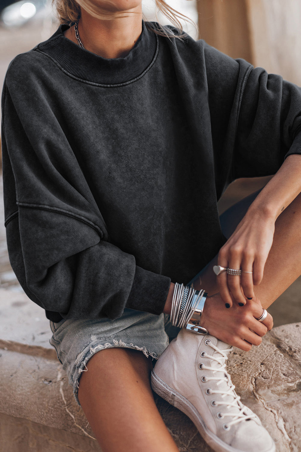 Brown Drop Shoulder Crew Neck Sweatshirt