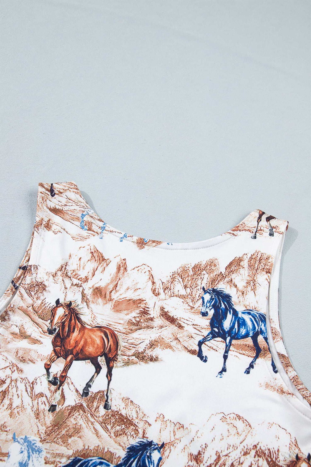 Brown horse print tank top, view 6