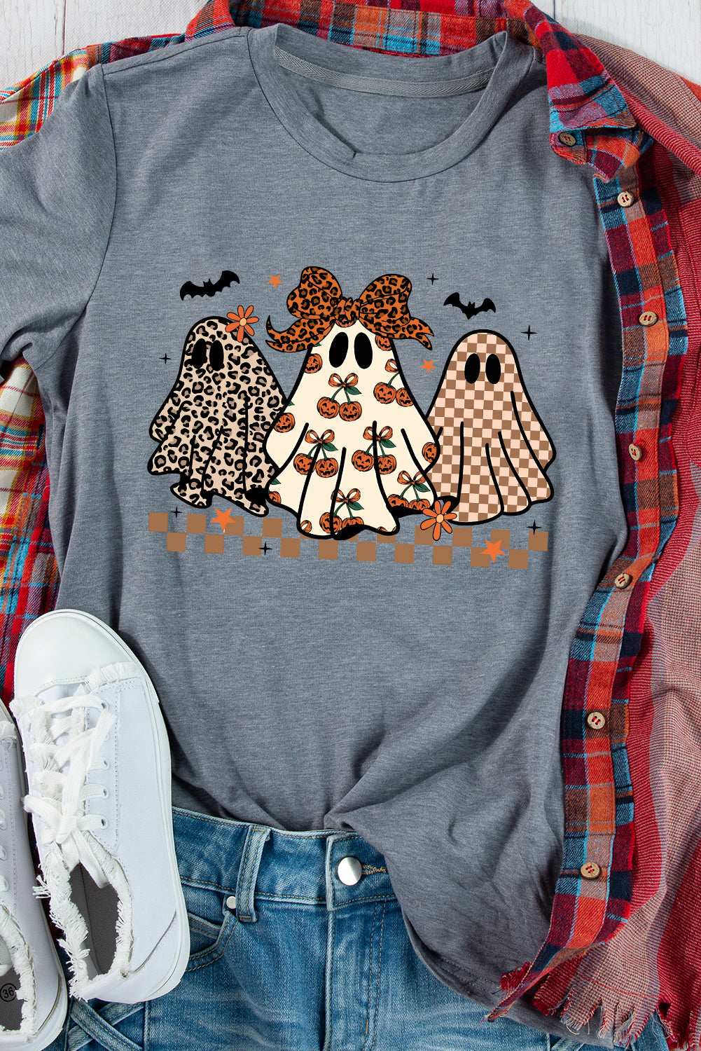 Gray ghost graphic tee, alternate view