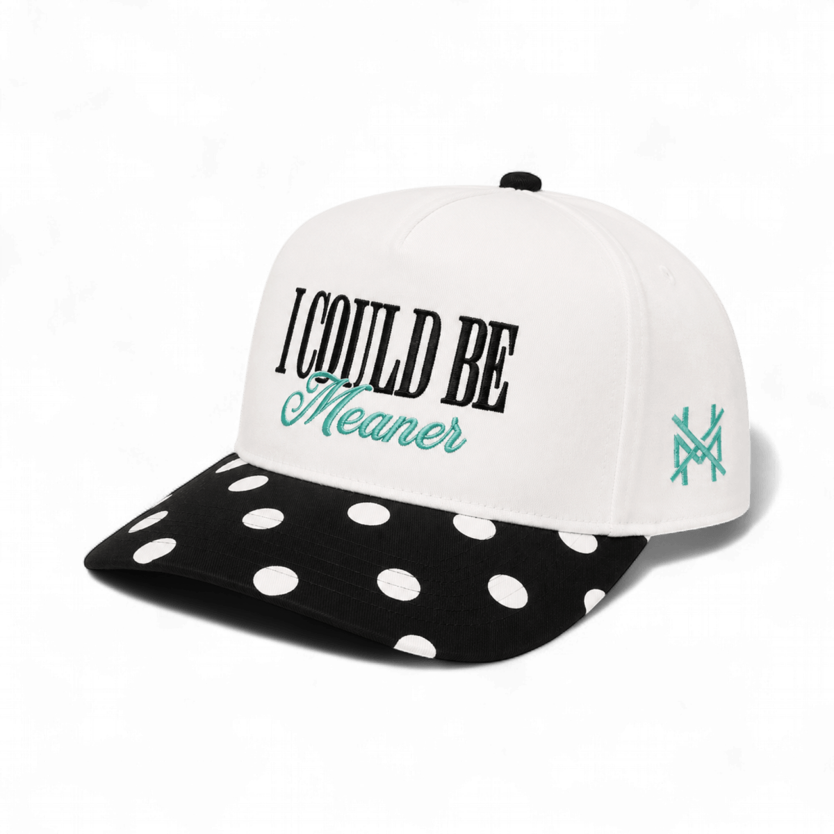 I Could Be Meaner Hat - Retro Black Dots/White