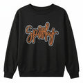 Women's black drop shoulder sweatshirt with rhinestone Spooky lettering